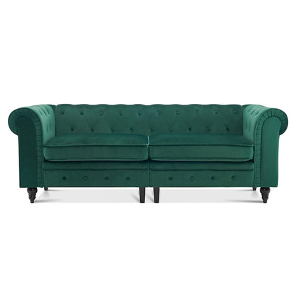 Ivinta Small Office Sofa, Velvet Tufting Chesterfield Sofa, Mid Century Vintage Couch