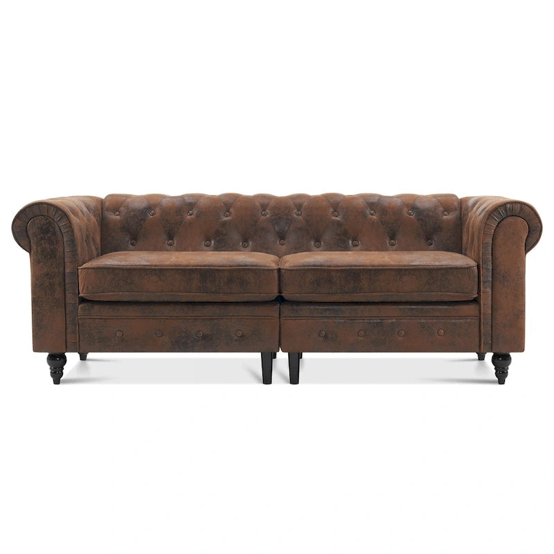 Ivinta Small Office Sofa, Velvet Tufting Chesterfield Sofa, Mid Century Vintage Couch