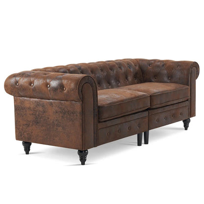 Ivinta Small Office Sofa, Velvet Tufting Chesterfield Sofa, Mid Century Vintage Couch