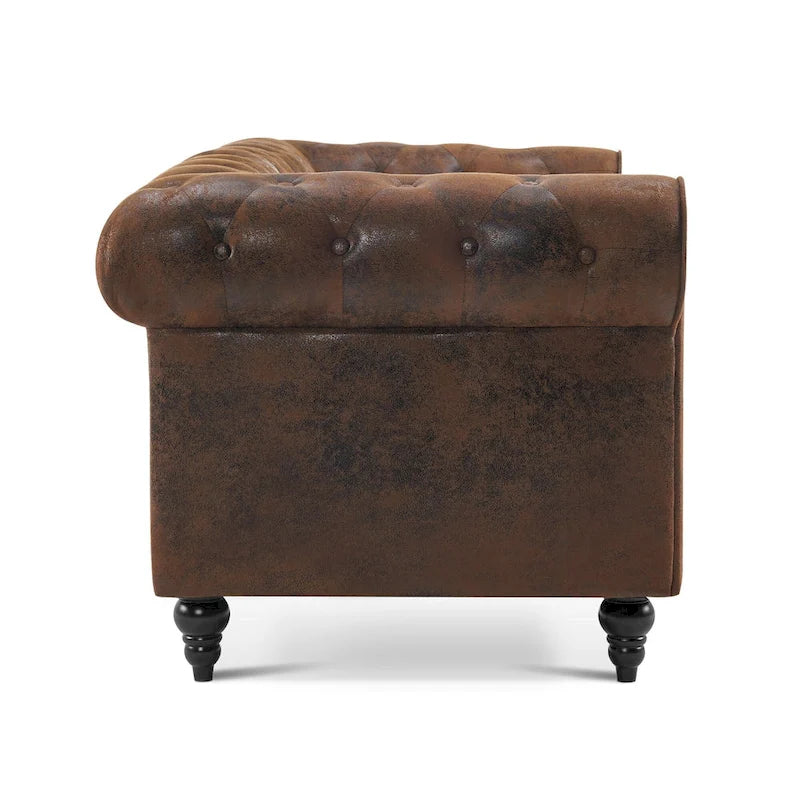 Ivinta Small Office Sofa, Velvet Tufting Chesterfield Sofa, Mid Century Vintage Couch