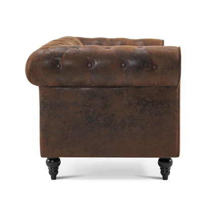 Ivinta Small Office Sofa, Velvet Tufting Chesterfield Sofa, Mid Century Vintage Couch