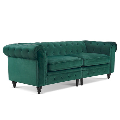 Ivinta Small Office Sofa, Velvet Tufting Chesterfield Sofa, Mid Century Vintage Couch