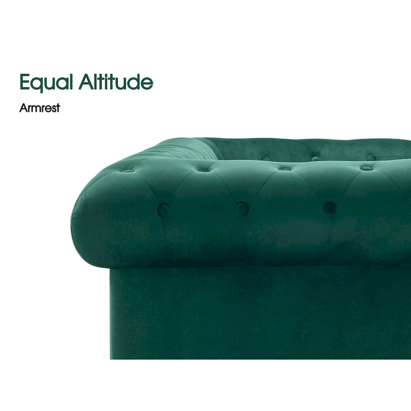 Ivinta Small Office Sofa, Velvet Tufting Chesterfield Sofa, Mid Century Vintage Couch