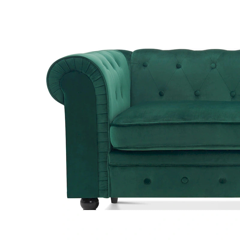 Ivinta Small Office Sofa, Velvet Tufting Chesterfield Sofa, Mid Century Vintage Couch