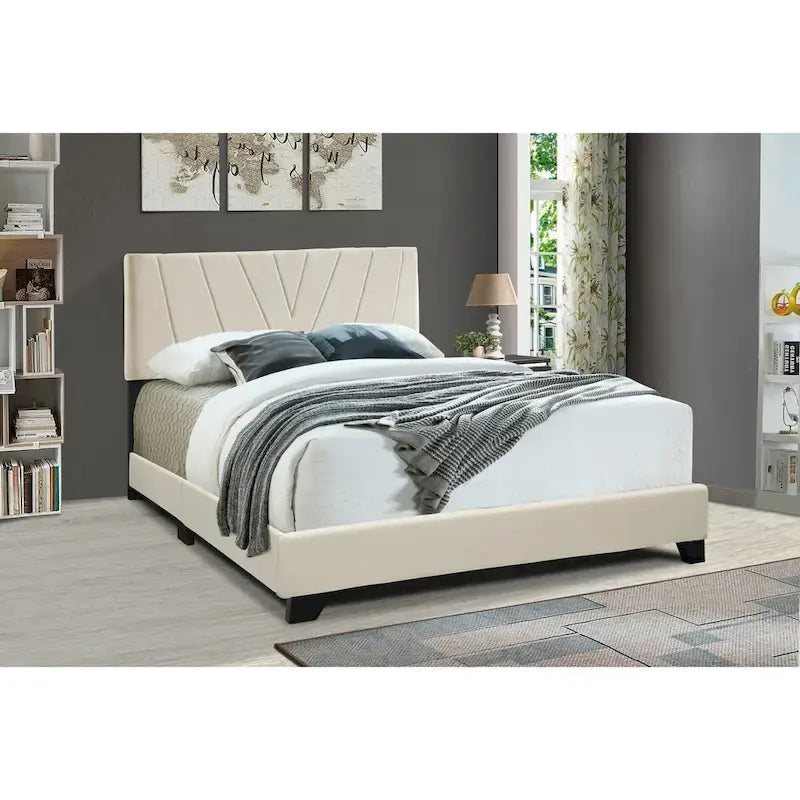 All-in-One Upholstered Cream Bed