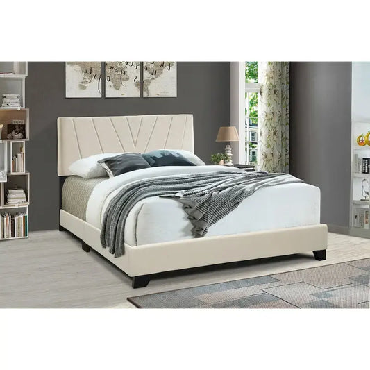 All-in-One Upholstered Cream Bed
