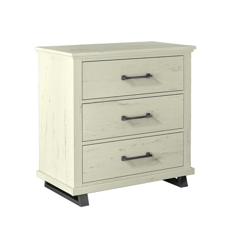 3-Drawer Nightstand with Elevated Metal Legs, Set of 2