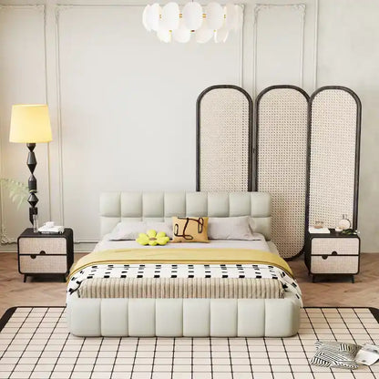 Queen Size Platform Bed Frame with Thick Fabric