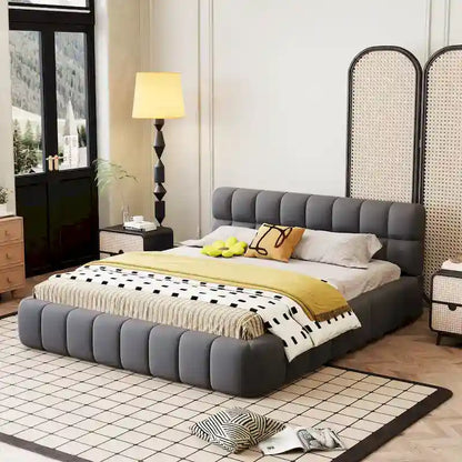 Queen Size Platform Bed Frame with Thick Fabric