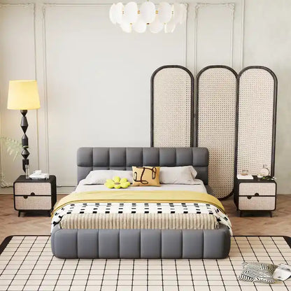 Queen Size Platform Bed Frame with Thick Fabric