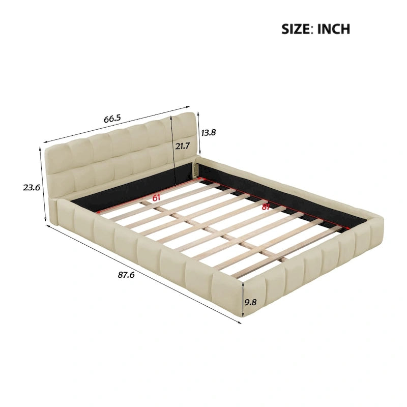 Queen Size Platform Bed Frame with Thick Fabric