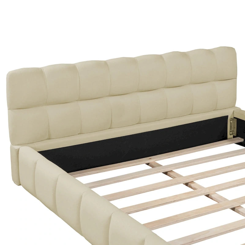 Queen Size Platform Bed Frame with Thick Fabric