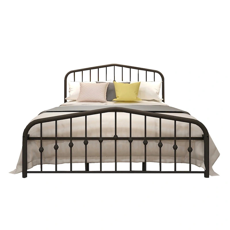 Alazyhome Platform Metal Bed Frame with Headboard, Iron Slat Support