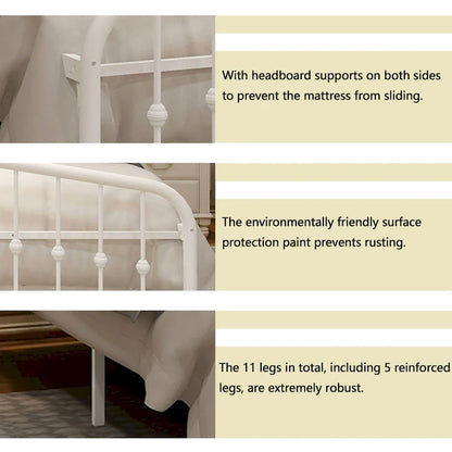 Alazyhome Platform Metal Bed Frame with Headboard, Iron Slat Support
