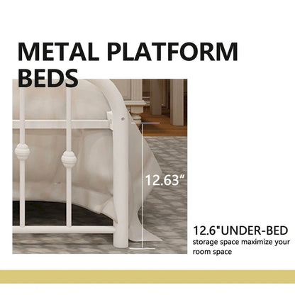 Alazyhome Platform Metal Bed Frame with Headboard, Iron Slat Support
