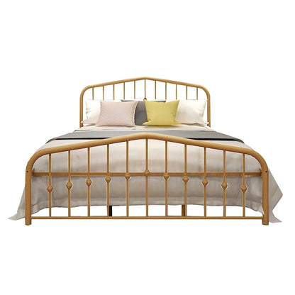 Alazyhome Platform Metal Bed Frame with Headboard, Iron Slat Support