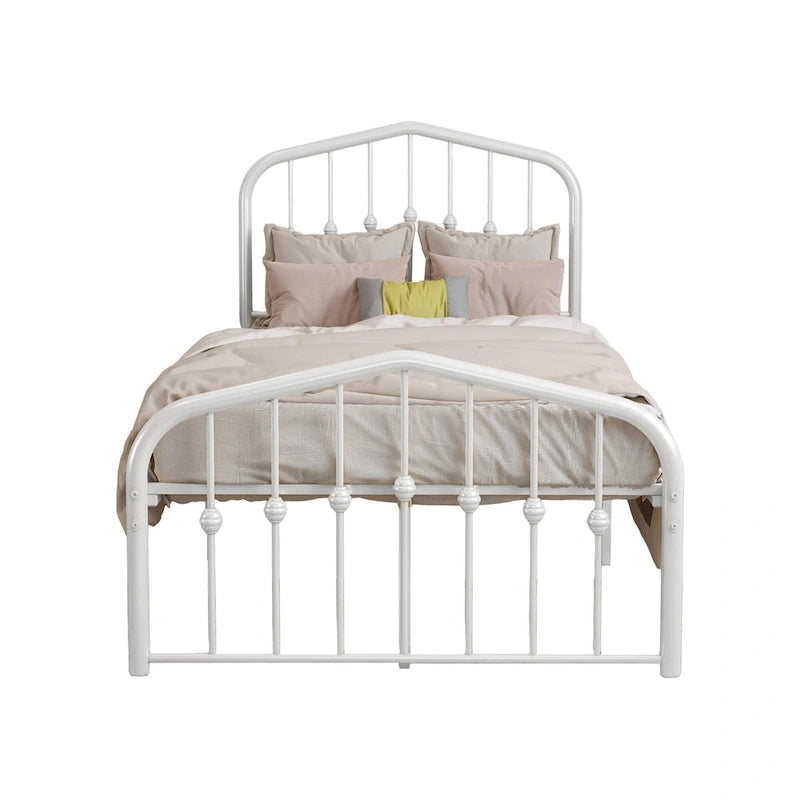 Alazyhome Platform Metal Bed Frame with Headboard, Iron Slat Support