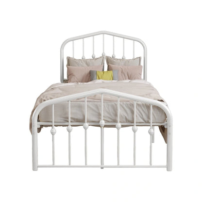 Alazyhome Platform Metal Bed Frame with Headboard, Iron Slat Support