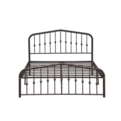 Alazyhome Platform Metal Bed Frame with Headboard, Iron Slat Support
