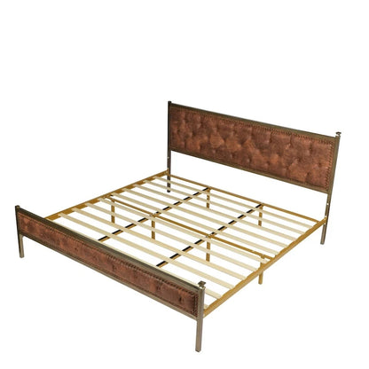 HomyLin Upholstered Platform Bed Frame with Tufted Headboard, No Box Spring Needed