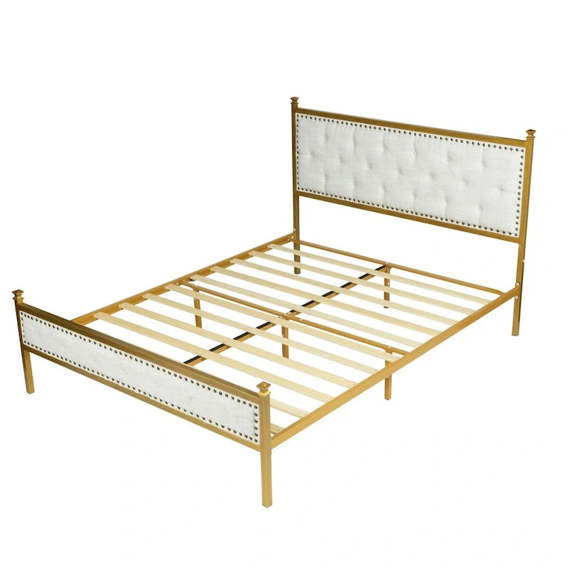 HomyLin Upholstered Platform Bed Frame with Tufted Headboard, No Box Spring Needed