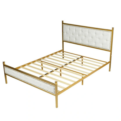 HomyLin Upholstered Platform Bed Frame with Tufted Headboard, No Box Spring Needed