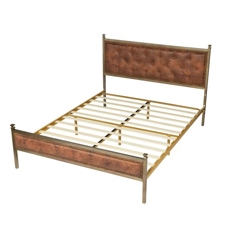 HomyLin Upholstered Platform Bed Frame with Tufted Headboard, No Box Spring Needed
