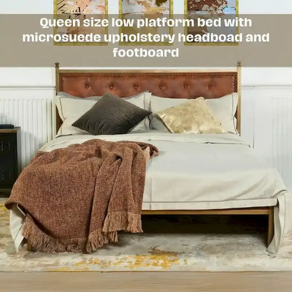 HomyLin Upholstered Platform Bed Frame with Tufted Headboard, No Box Spring Needed