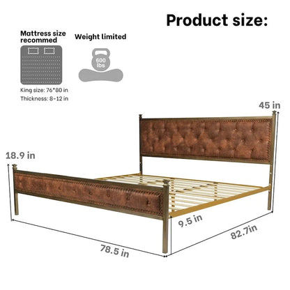 HomyLin Upholstered Platform Bed Frame with Tufted Headboard, No Box Spring Needed