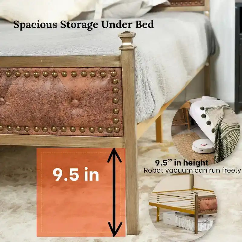 HomyLin Upholstered Platform Bed Frame with Tufted Headboard, No Box Spring Needed