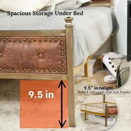 HomyLin Upholstered Platform Bed Frame with Tufted Headboard, No Box Spring Needed