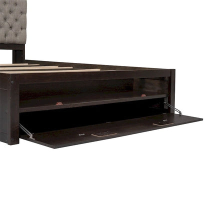 Queen Size Wood Platform Bed with Shoe Rack and Drawers