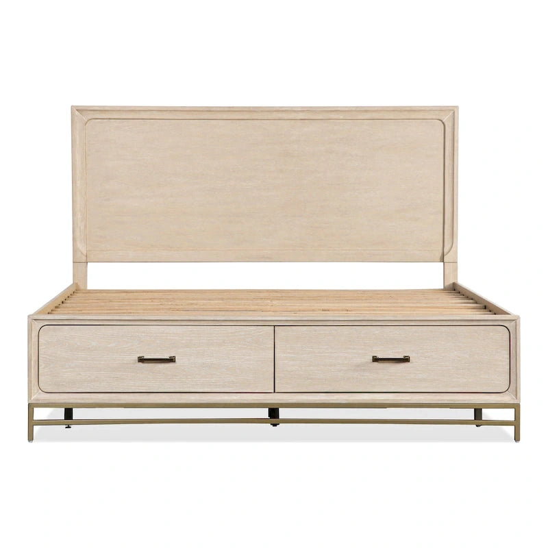 Furniture of America Drayden Transitional Solid Wood Platform Bed Frame with Footboard Drawers