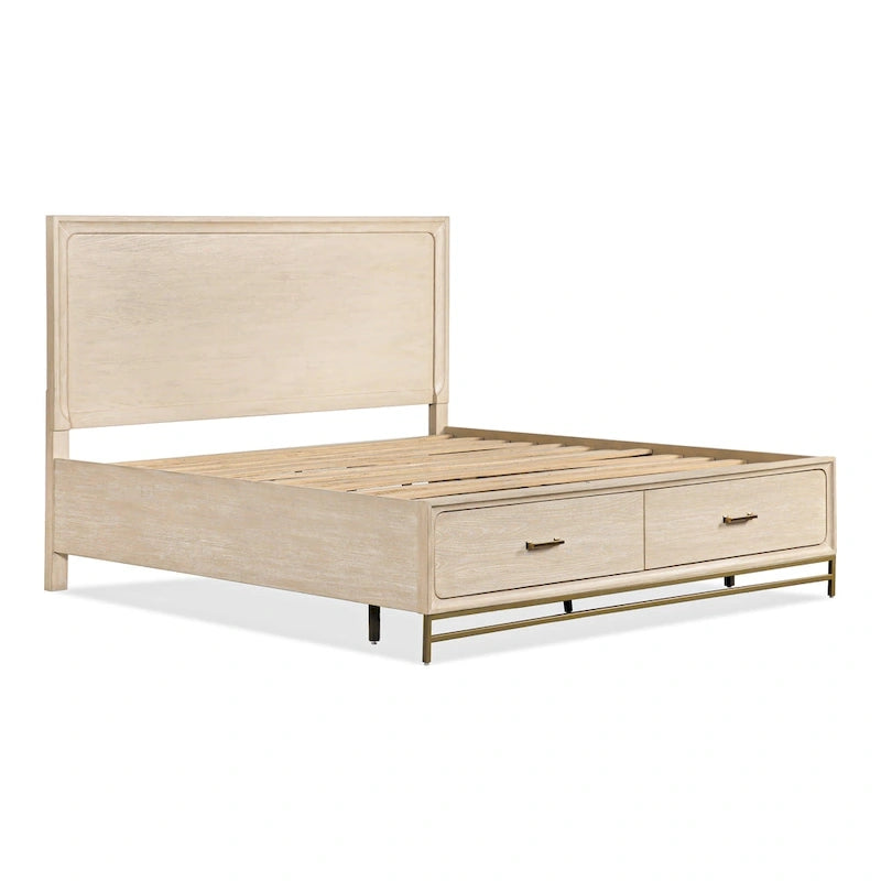 Furniture of America Drayden Transitional Solid Wood Platform Bed Frame with Footboard Drawers