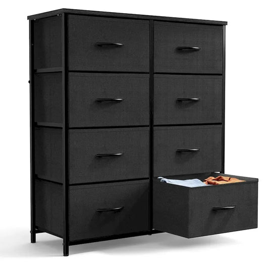 Bedroom Storage with 8 Drawers Tall Dresser & Chest of Drawers Fabric Dresser with Wood Top and Sturdy Steel Frame