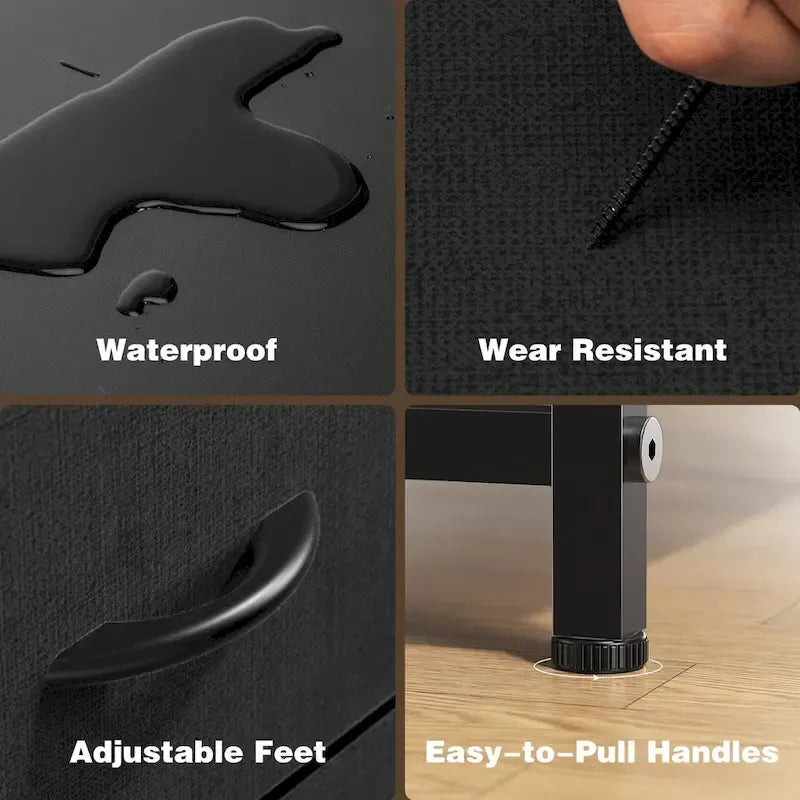 Bedroom Storage with 8 Drawers Tall Dresser & Chest of Drawers Fabric Dresser with Wood Top and Sturdy Steel Frame