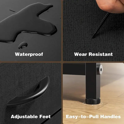 Bedroom Storage with 8 Drawers Tall Dresser & Chest of Drawers Fabric Dresser with Wood Top and Sturdy Steel Frame