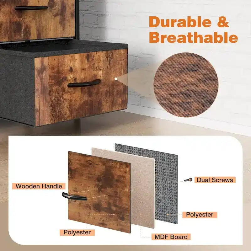 Bedroom Storage with 8 Drawers Tall Dresser & Chest of Drawers Fabric Dresser with Wood Top and Sturdy Steel Frame