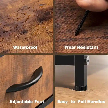 Bedroom Storage with 8 Drawers Tall Dresser & Chest of Drawers Fabric Dresser with Wood Top and Sturdy Steel Frame