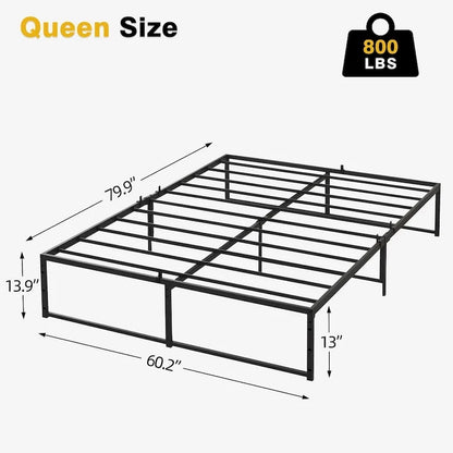 14 inch Platform Frame, with 3 in 1 Steel Support, No Box Spring Needed, Load Up to 800Lbs