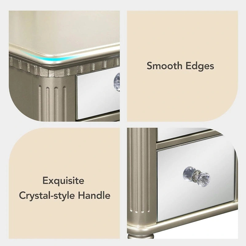 Roomfitters Makeup Vanity Table, 5 Drawers, Foldable Mirror, Stool Included