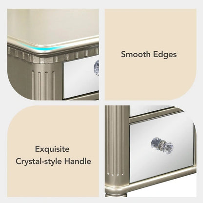 Roomfitters Makeup Vanity Table, 5 Drawers, Foldable Mirror, Stool Included