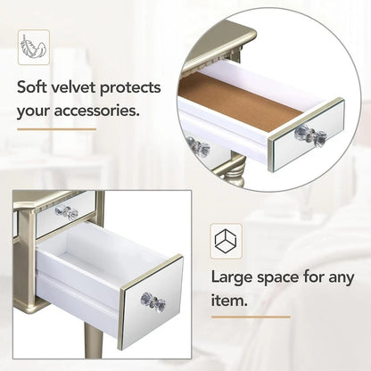 Roomfitters Makeup Vanity Table, 5 Drawers, Foldable Mirror, Stool Included