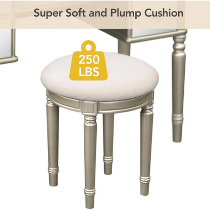 Roomfitters Makeup Vanity Table, 5 Drawers, Foldable Mirror, Stool Included