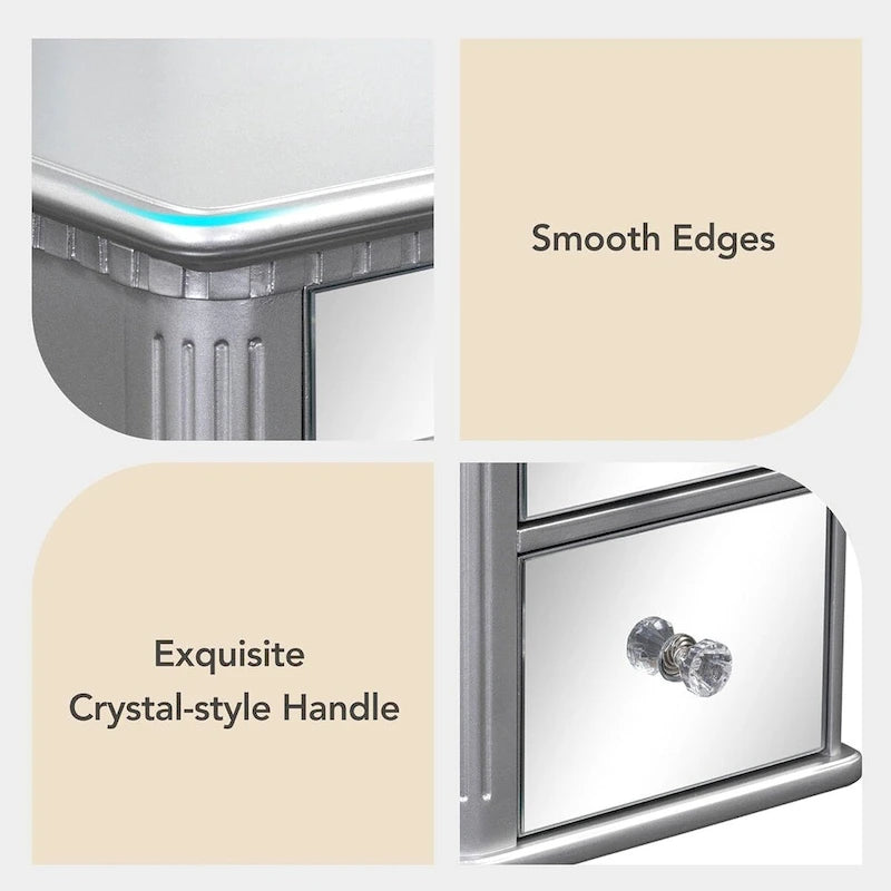 Roomfitters Makeup Vanity Table, 5 Drawers, Foldable Mirror, Stool Included