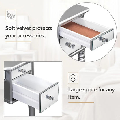 Roomfitters Makeup Vanity Table, 5 Drawers, Foldable Mirror, Stool Included