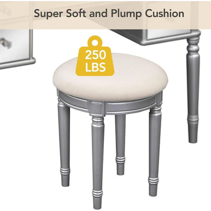 Roomfitters Makeup Vanity Table, 5 Drawers, Foldable Mirror, Stool Included