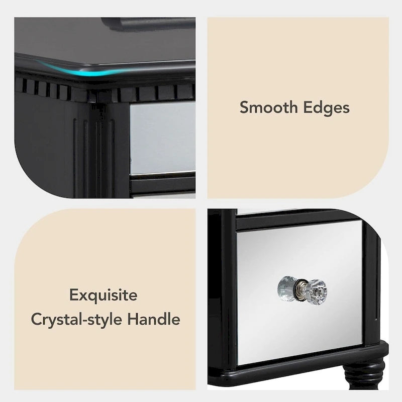 Roomfitters Makeup Vanity Table, 5 Drawers, Foldable Mirror, Stool Included