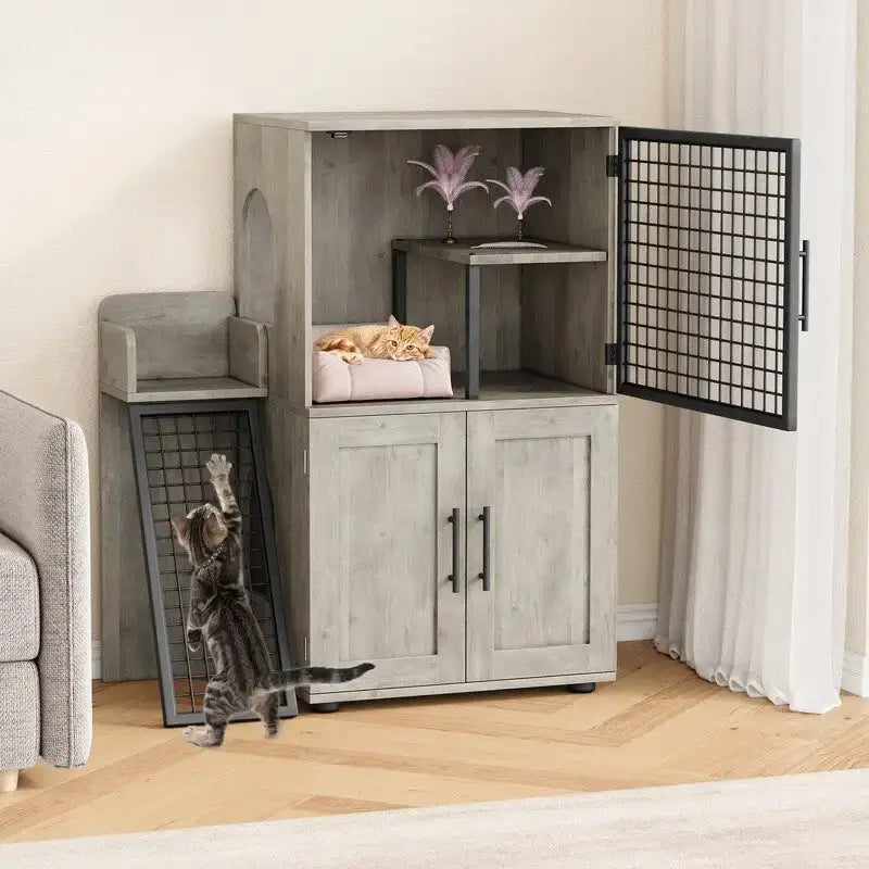 Cat Litter Box Enclosure with Shelf Storage