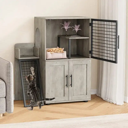 Cat Litter Box Enclosure with Shelf Storage